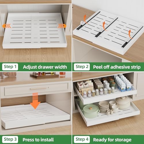 PAKETA 4 Pack Expandable Pull Out Cabinet Organizer,21" Deep