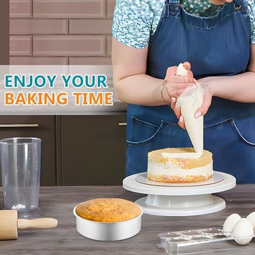 P&P CHEF 5 Inch Cake Pan Set of 4, Stainless Steel Round Cake Pans Tins