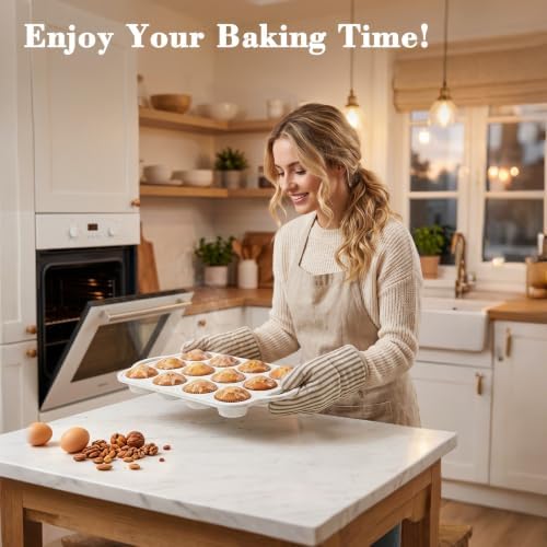2 Pack Silicone Muffin Pans for Baking, 12 Cupcake Pan