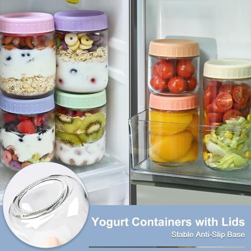 Overnight Oats Containers with Lids, 24oz Wide Mouth Mason Jars with Lids, 9 Pack Glass Jars with Airtight lid for Chia Pudding Yogurt Salad, Meal Prer Oatmeal Jars, Blue