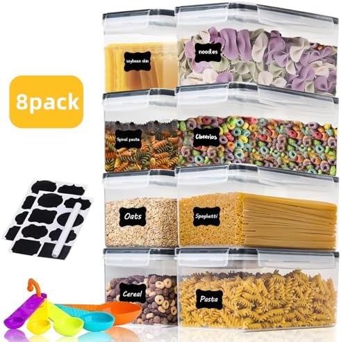 8pc 3.2L Airtight Canisters with Lids, Kitchen Dry Pantry Storage