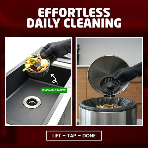 SinkShroom Kitchen Sink Drain Strainer, 2-in-1 Pop-Up Sink Stopper & Strainer with Removable Anti-Clog Basket, 304 Stainless Steel, Fits 3"-3.4" US Standard Drains, Easy Clean Food Catcher