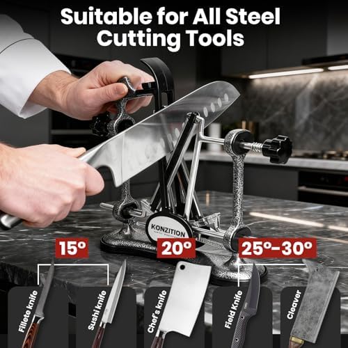 V‑Shape Knife Sharpener, Adjustable‑Angle Diamond Rods, Gray