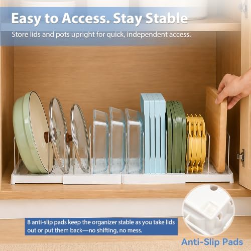 1 Pack Expandable Pot and Pan Organizers, 12 Adjustable Dividers