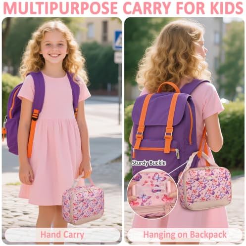Tenot Lunch Box Kids Insulated Lunch Tote Bag Pink Butterfly