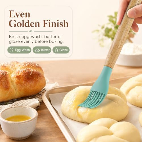 Danish Dough Whisk, 13-Inch Stainless Steel with Long Wooden Handle