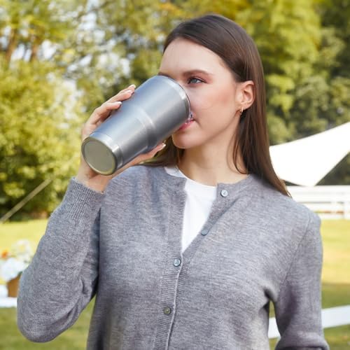 MEWAY 30oz Insulated Tumbler With Lids and Straws,Stainless Steel Double Vacuum Coffee Tumbler Cup, Brush, Durable Powder Coated Coffee Cup for Cold & Hot Drinks(Cold Grey,8 PACK)