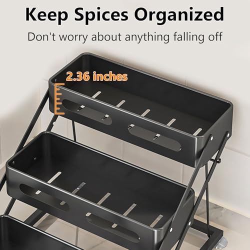 Ceetug 3 Tier Foldable Spice Rack, Black