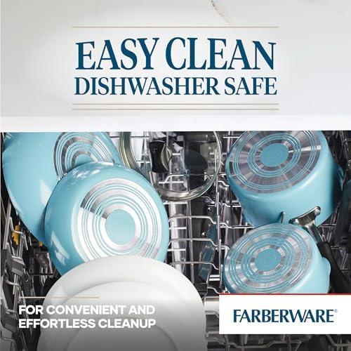 Farberware Cookstart Aluminum DiamondMax Nonstick Cookware Set, Kitchen Essentials, 15-Piece, Aqua