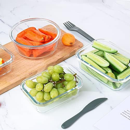 KOMUEE 24 Pieces Glass Food Storage Containers Set, Blue