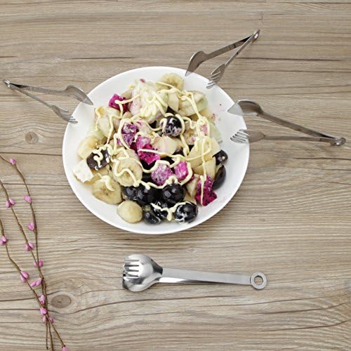 Mini Appetizer Tongs Stainless Steel Set of 4, MSY BIGSUNNY Small Serving Tongs, 6 Inch(15.2cm, Silver)