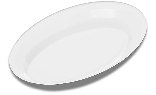 Carlisle FoodService Products Dallas Ware Plastic Oval Platter, Oval Tray, Melamine Platter For Restaurants, 9.25 X 6.25 Inches, Bone