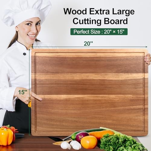 20" XL Extra Large Wood Cutting Boards for Kitchen Acacia Charcuterie Board