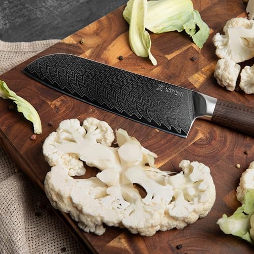 Yatoshi Knives Magnetic Kitchen Knife Block Set 6 Pcs- Japanese Damascus 67 Layer High-Grade VG-10 Steel Knives, Professional Kitchen Knife Set, Espresso Brown Pakkawood Handles