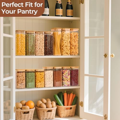 ComSaf Glass Storage Containers with Lids 1.4 Qt, Set of 3 Glass Food Jars