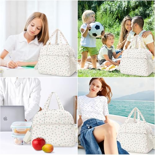 Coobiiya Lunch Bag Lunch Box for Women Men,12L Reusable Cute Corduroy Lunchbag Large Capacity- Leakproof, Insulated LunchBox Tote