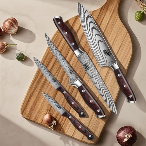 SHAN ZU Japanese Chef Knife Set 5 PCS, High Carbon Stainless Steel