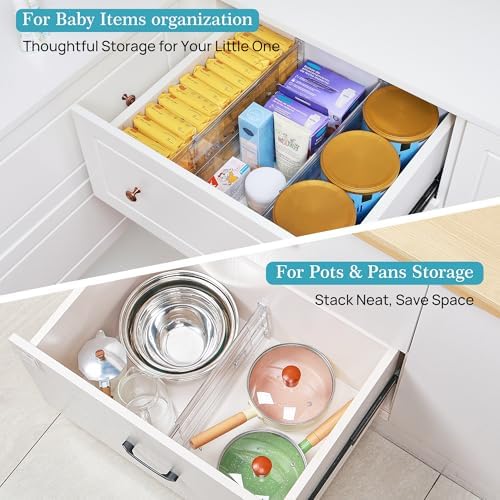 Vtopmart 6" Tall Upgrade Drawer Dividers, 12.8"-22.3" Expandable, 10 Pack