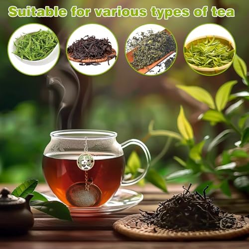 2Pcs Tea Infuser,2.1” Tea Ball with Panda Pendant,Tea Steeper,Tea Strainer