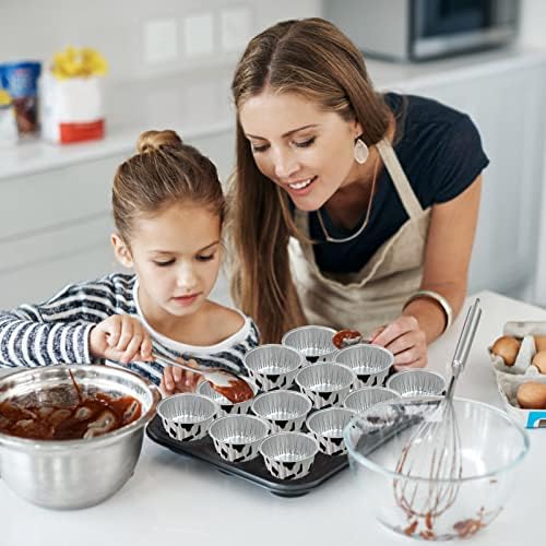 100Pcs Aluminum Cups with Lids,5oz Disposable Ramekin Baking Cups Muffin Liners Mini Pie Pans Foil Cupcake Containers for Christmas Party Wedding Party,Cow Print