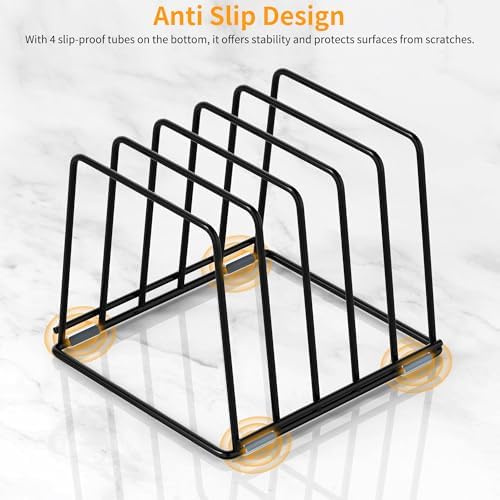 Cutting Board Organizer Kitchen Organizer Rack for Cutting Board, Bakeware, and Cookie Sheet, 5-Slot Heavy-Duty Steel Cookware Holder,Rust-Resistant with Anti-Slip Feet (1, Large)