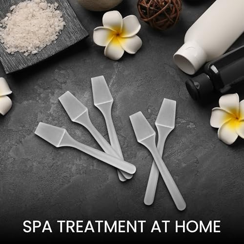 PANA 100pcs Brand Cosmetic Make Up Disposable Plastic 2.5" Spatulas Skin Care Facial Cream Mask Spatula (100 Pieces in a Container) (GRAY)