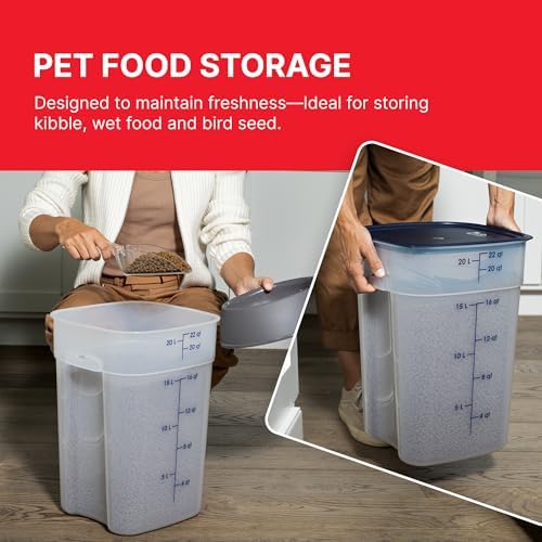 Cambro FreshPro 22 Quart (QT) Food Storage Container with Lid (Restaurant Grade) - for Food Prep, Commercial Kitchen, Pet and Dog Food Container (Translucent)