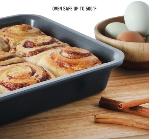 Calphalon Legacy Bake Pan, 13x9 Inch Baking Pan PFA Free Nonstick Heavy Gauge Steel Bakeware for Even Heating, Oven Safe Squre Pan for Cakes, Brownies, Roasting, Everyday Kitchen Use