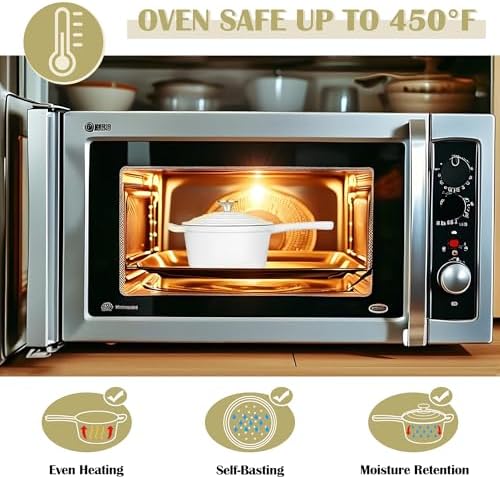 E-far Enameled Cast Iron Sauce Pan with Lid, 1 Quart Dutch Oven Saucepan, Mini Sauce Pot for Cooking, Boiling, Healthy & Non Toxic, Induction & Oven Safe, White