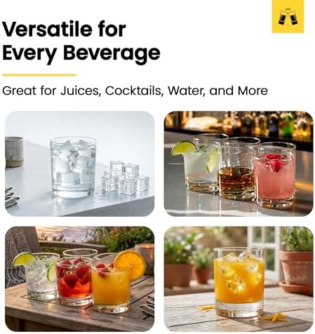 LEMONSODA Premium Highball 12oz/15oz Glass Sets - Elegant Tom Collins Glasses - Tall Water Drinking Glasses - Bar Glassware for Mojito, Whiskey, Cocktail (10oz, Set of 24)