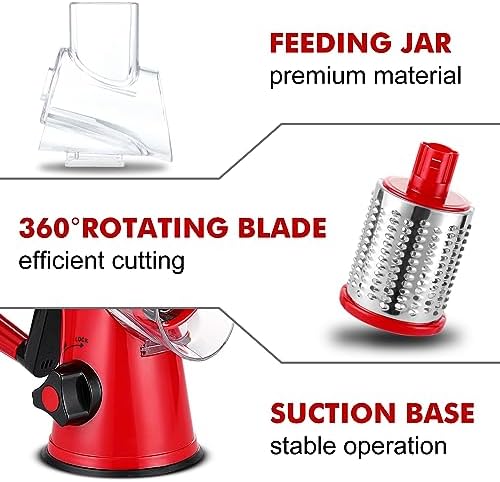 GDL Cheese Grater Hand Crank, Rotary Cheese shredder, Vegetable Slicer