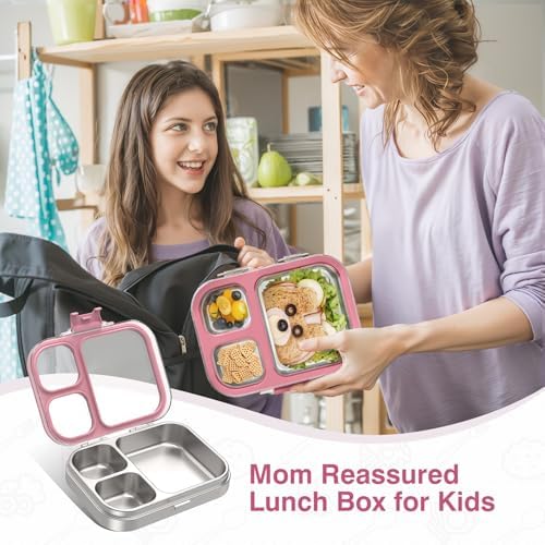HOMEKOL Stainless Steel Bento Lunch Box, Pink, 3.3Cups