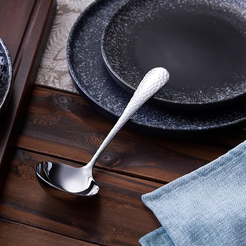 KEAWELL Premium 7.3-Inch Hammered 18/10 Stainless Steel Gravy Ladle