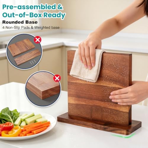 Magnetic Knife Block Wooden Knife Holder Rack for Knives Storage Stand