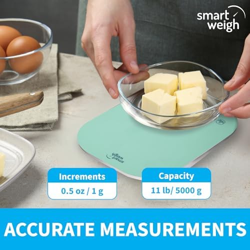 Smart Weigh Mint Green Kitchen Scale, 11 lb x 1g, Tare & Backlit Display