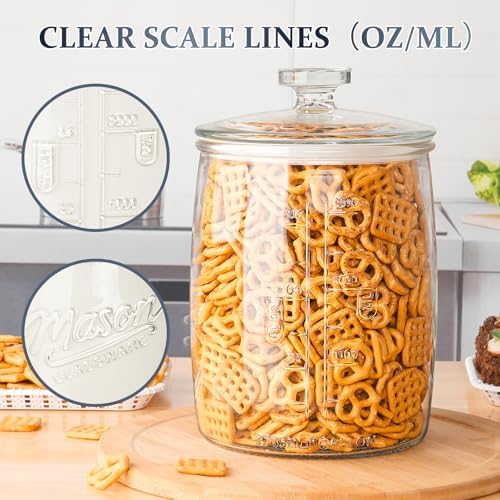 Folinstall 1 Gallon Glass Cookie Jar with Airtight Lid, Wide Mouth Canister