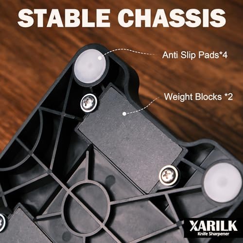 Portable Folding Knife Sharpener XAR-FS1, Adjustable Angle Sharpening System with 240#, 400#, 800#, 2000# Diamond Stone Set for Pocket, Hunting, Kitchen & Serrated Knives