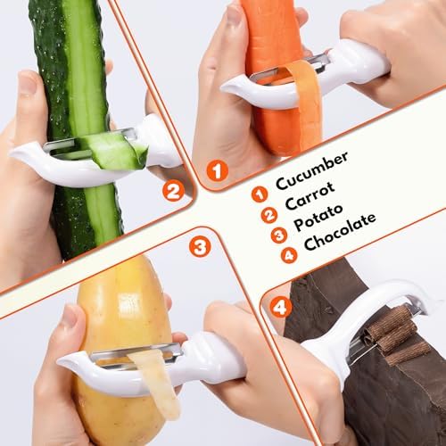 Rainspire Vegetable Peeler Potato Peelers for Kitchen, Sharp Stainless Steel Blades Veggie, Comfortable Handle Fruit Peeler, Carrot Peeler Apple Peeler Dishwasher Safe, White, 1-Pack