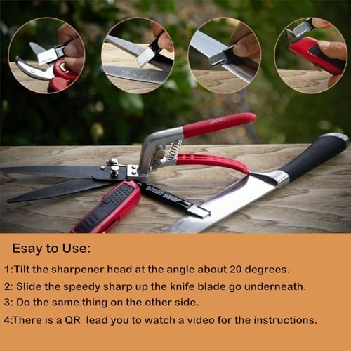Tool Sharpener, Blade Sharpener, Carbide Sharpener, Knife Sharpening Tool for Kitchen knives Garden Tools Axe Pocket Knives Pruning Shears Hedge Scissors Clippers Pocket Knives (RED)