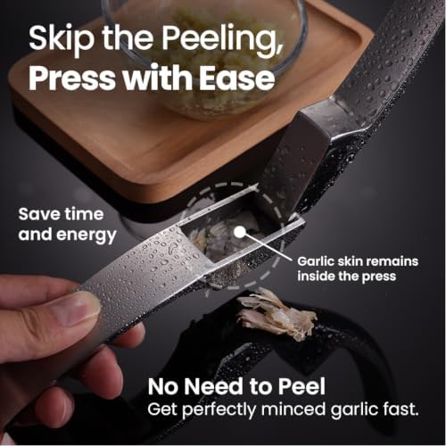 Gourmet Easy Garlic Press Lifetime Replace, No Need to Peel, Fine & Coarse