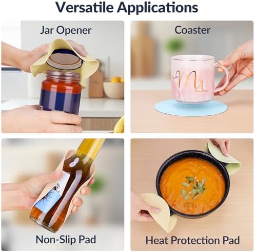 NiHome Silicone Jar Opener Gripper Pads, 6 In for Seniors, Light Candy,6 PC