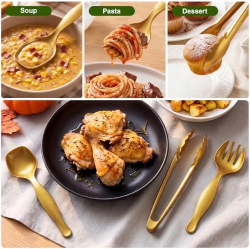 36Pcs Gold Disposable Serving Utensils Set, 9 Inch