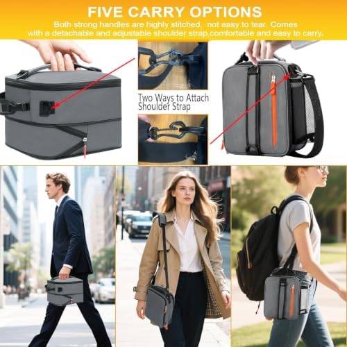 Expandable Lunch Box Insulated Lunch bag for Men Teen Kids Boys Adult Portable Stylish Double-Capacity Lunchbox Special Design for Working Office school Picnic (Gray Expandable 10L)