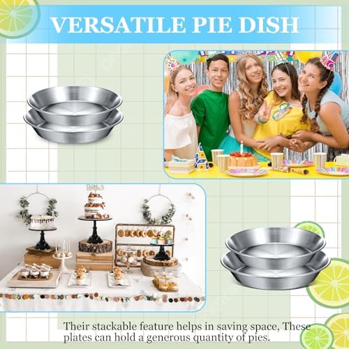 4 Pcs Stainless Steel Pie Pan Set 7.87",8.66",9.45",10.24" Pizza Pan Deep Pie Dish Pie Plate Baking Tray Dishes for Pizza Baking Serving Oven Grill, 4 Sizes