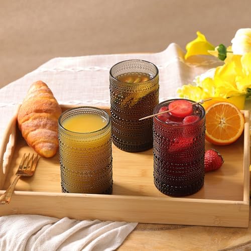 Moretoes 12 Pack 15 Oz Gray Large Hobnail Drinking Glasses Set