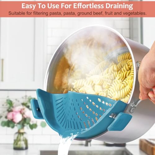 YEVIOR Clip on Strainer for Pots Pan Pasta,Silicone Food Pan Strainer