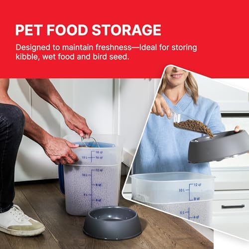 Cambro FreshPro 18 Quart (QT) Food Storage Container with Lid (Restaurant Grade) - for Food Prep, Commercial Kitchen, Pet and Dog Food Container (Translucent)