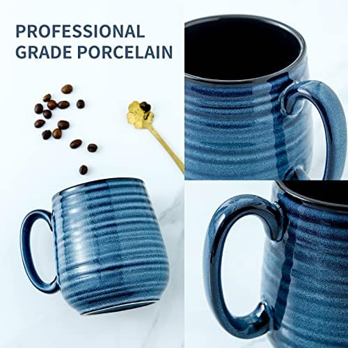 HASENSE Coffee Mug, 20 oz Ceramic Coffee Cup for Men and Women, Large Coffee Mug for Latte Coffee Tea Soup for Office and Home, Dishwasher and Microwave Safe, 1 PCS (Blue)