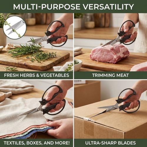 XSNBRD Kitchen Shears Sharp, Black Gun Stainless Steel Owl Scissors.