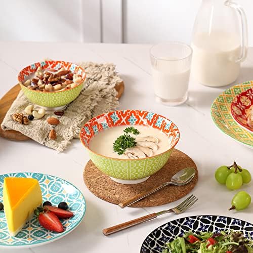Metahom Ceramic Cereal Bowls Set of 6, Colorful Soup Bowls 23 Oz